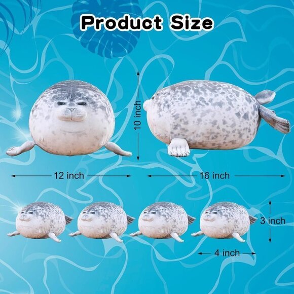 Chubby Seal Pillow Plush with 4 Baby Seal Plushies in her Tummy Stuffed Toy - Picture 3 of 6